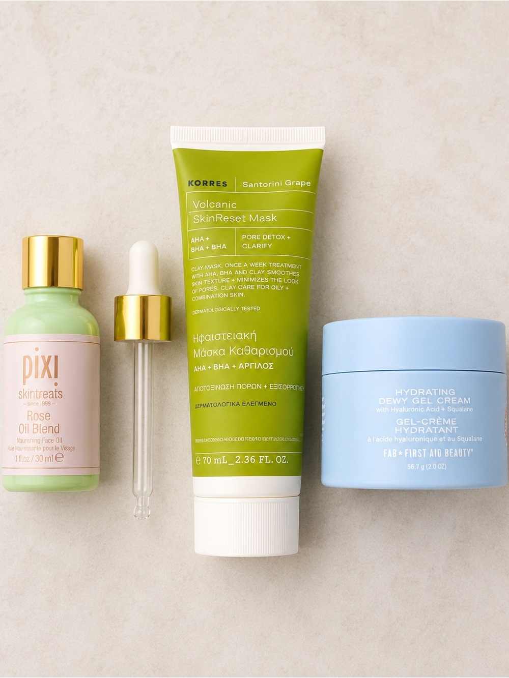 Skincare Bundle Pixi Rose Oil Korres Mask First Aid Beauty Gel Cream